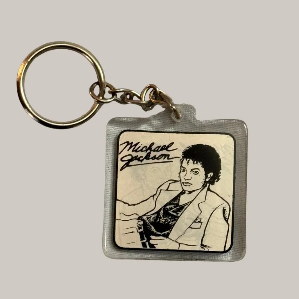 Michael Jackson Thriller Album Cover Keychain – Black & White MJ Collectible